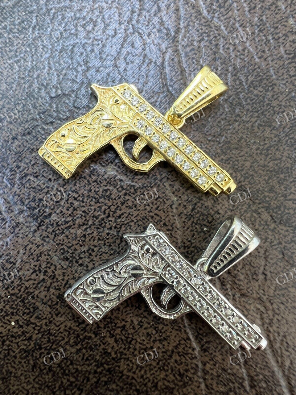 14k Gold Gun Hip Hop Pendant  customdiamjewel   