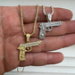 14k Gold Gun Hip Hop Pendant  customdiamjewel   