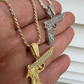 14k Gold Gun Hip Hop Pendant  customdiamjewel   