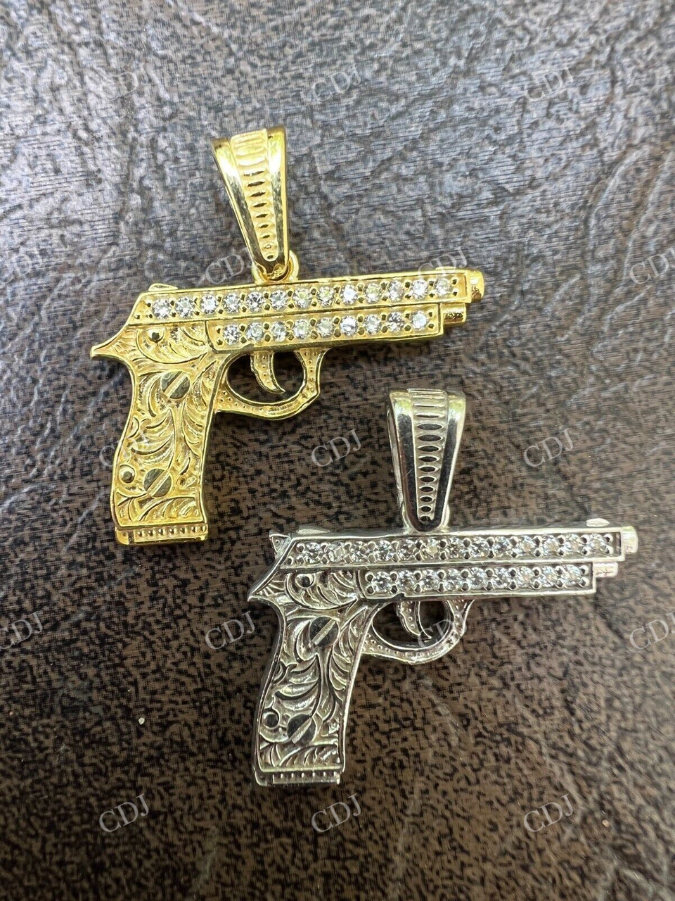 14k Gold Gun Hip Hop Pendant  customdiamjewel   