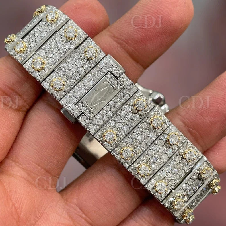 41mm VVS Moissanite Two Tone Cartier Santos Watch customdiamjewel