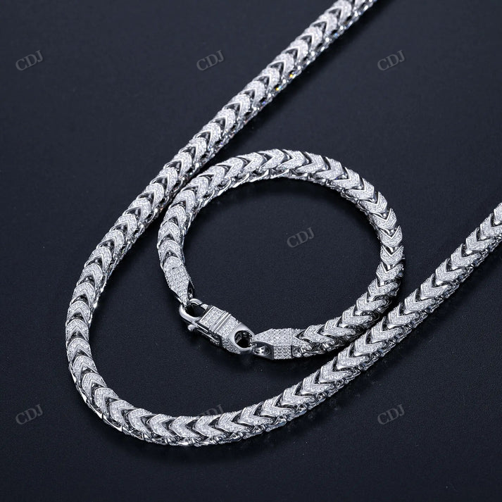 925 Silver Moissanite Franco Link Hip Hop Chain hip hop jewelry CustomDiamJewel