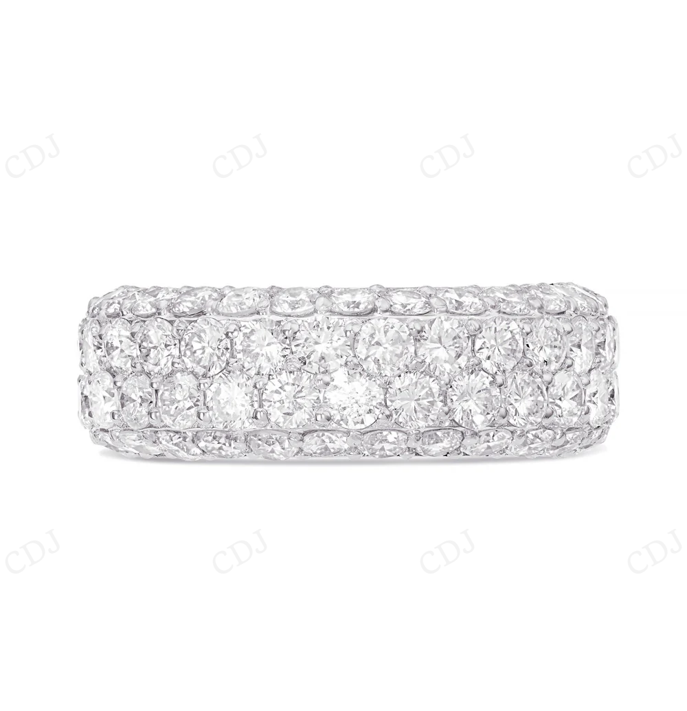 Sterling Silver Round Moissanite Four Row Diamond Eternity Ring Engagement Ring CustomDiamJewel
