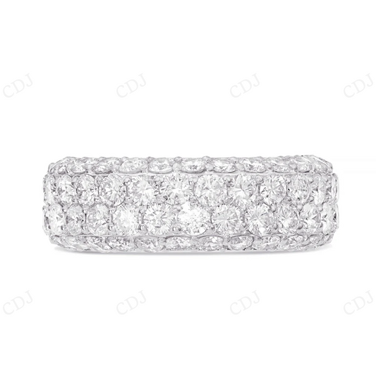 Sterling Silver Round Moissanite Four Row Diamond Eternity Ring Engagement Ring CustomDiamJewel