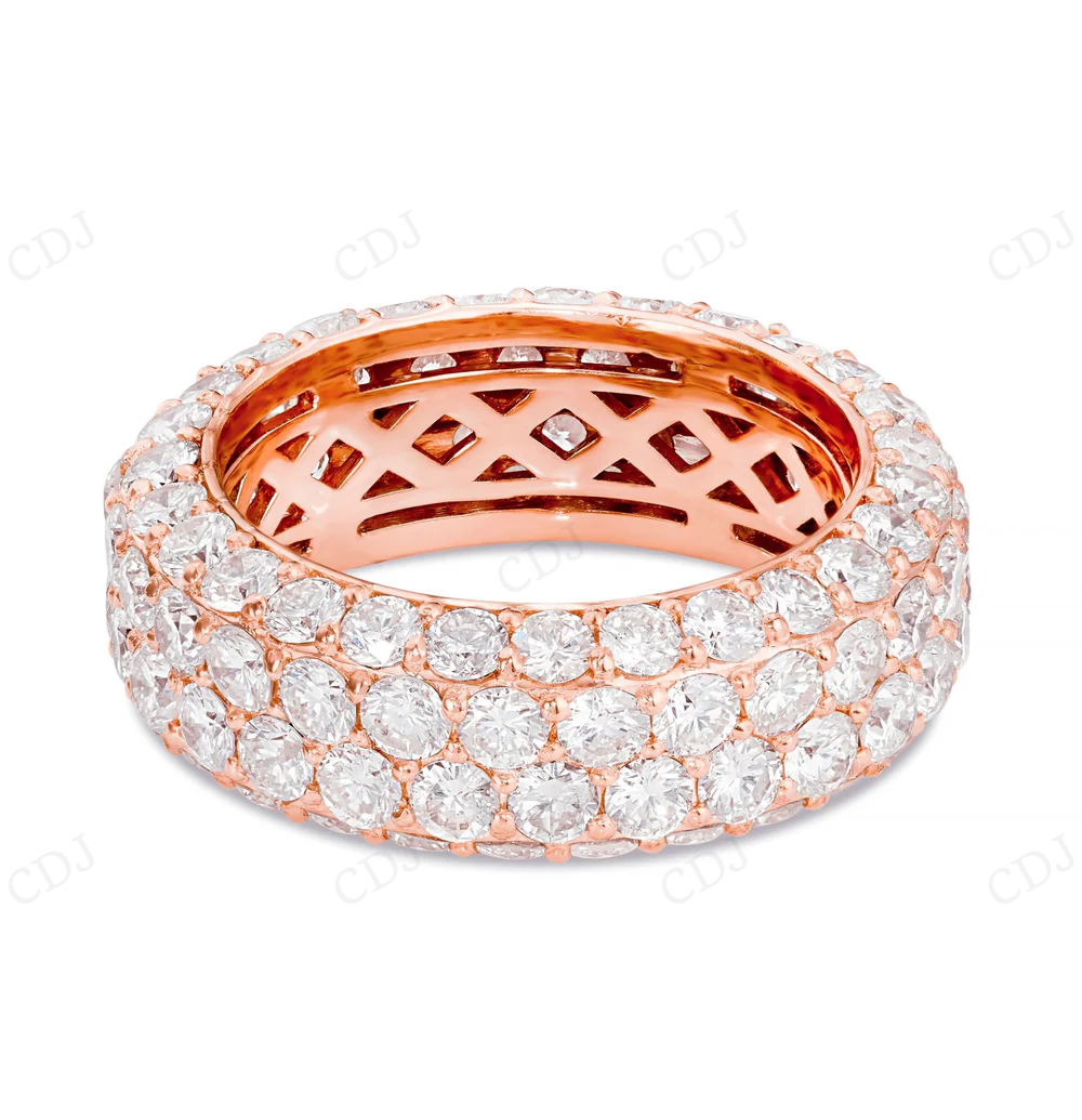 Sterling Silver Round Moissanite Four Row Diamond Eternity Ring Engagement Ring CustomDiamJewel