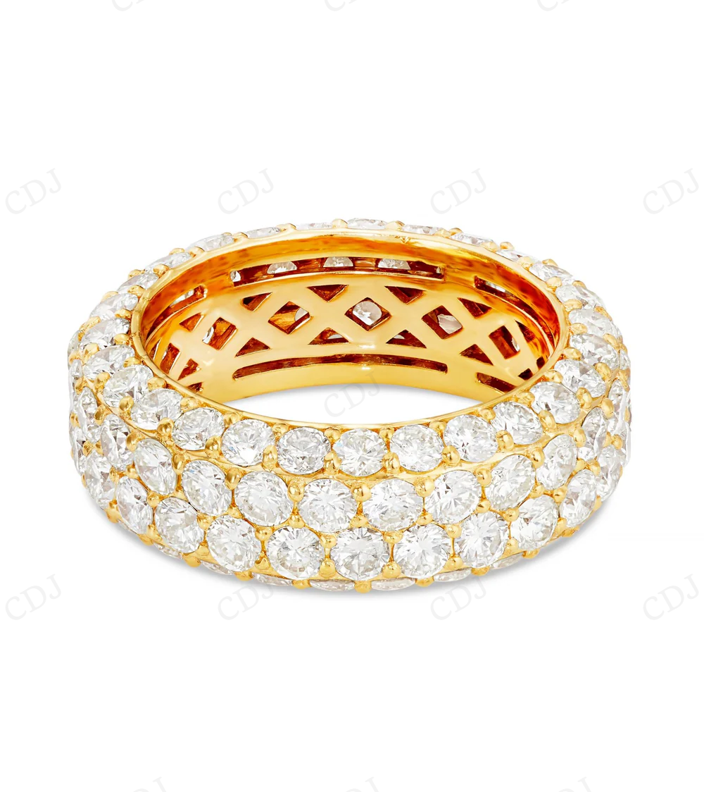 Sterling Silver Round Moissanite Four Row Diamond Eternity Ring Engagement Ring CustomDiamJewel