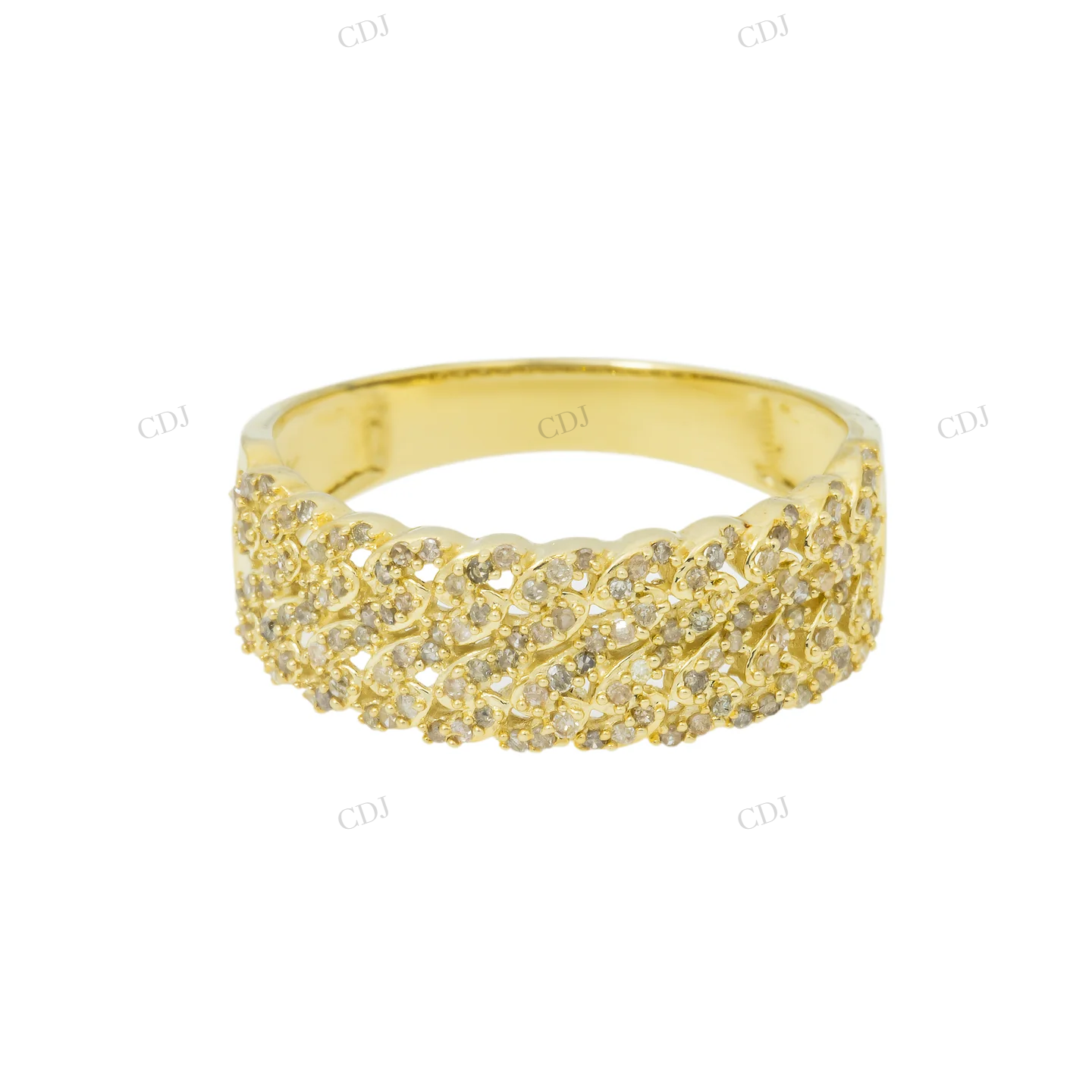 925 Silver Moissanite Cuban Link Round Ring Hip Hop Ring customdiamjewel
