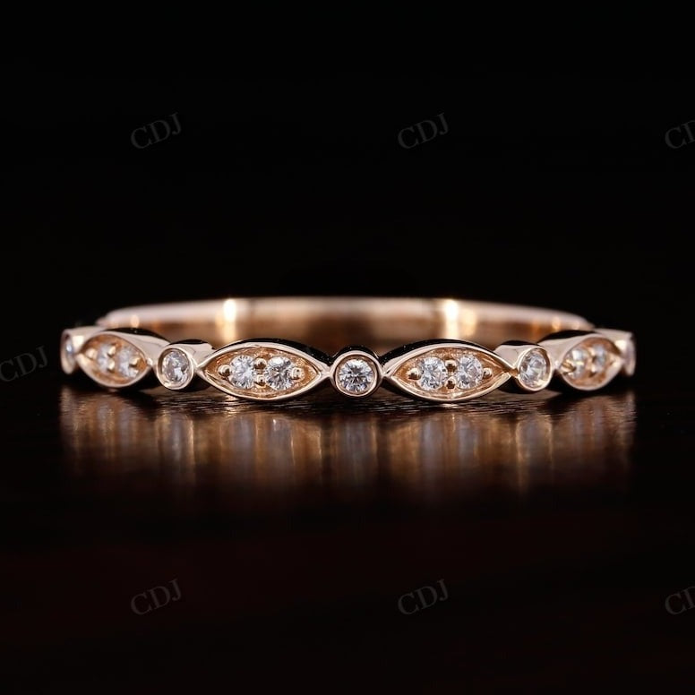 1.3 mm Natural Diamond White Gold Art Deco Wedding Band  customdiamjewel   