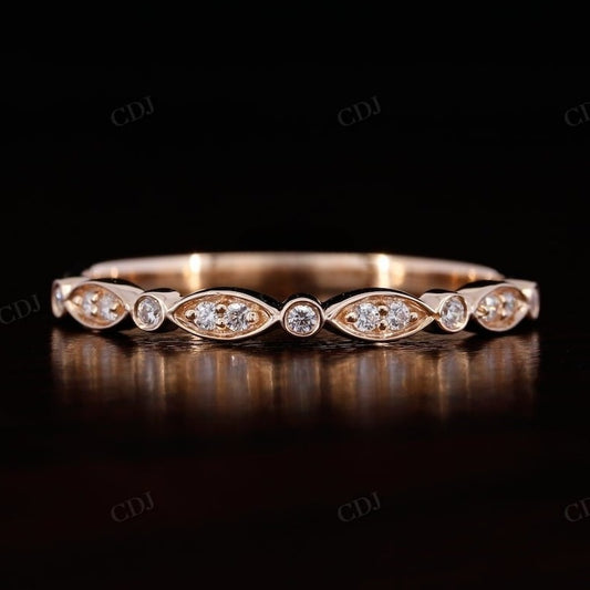 1.3 mm Natural Diamond White Gold Art Deco Wedding Band  customdiamjewel   