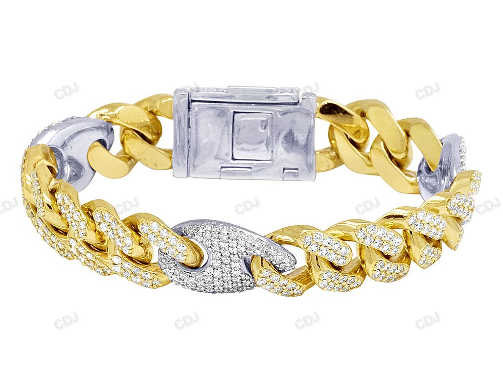 Iced Out 925 Sterling Silver Mariner Style Mens Bracelet
