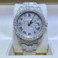 41mm Full White Roman Digit Rolex Oyster Moissanite Watch For Male customdiamjewel