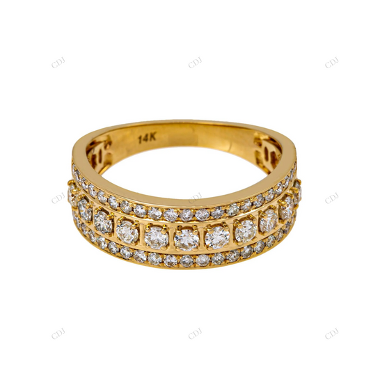 Yellow Gold Moissanite Double Row Diamond Band hip hop jewelry customdiamjewel