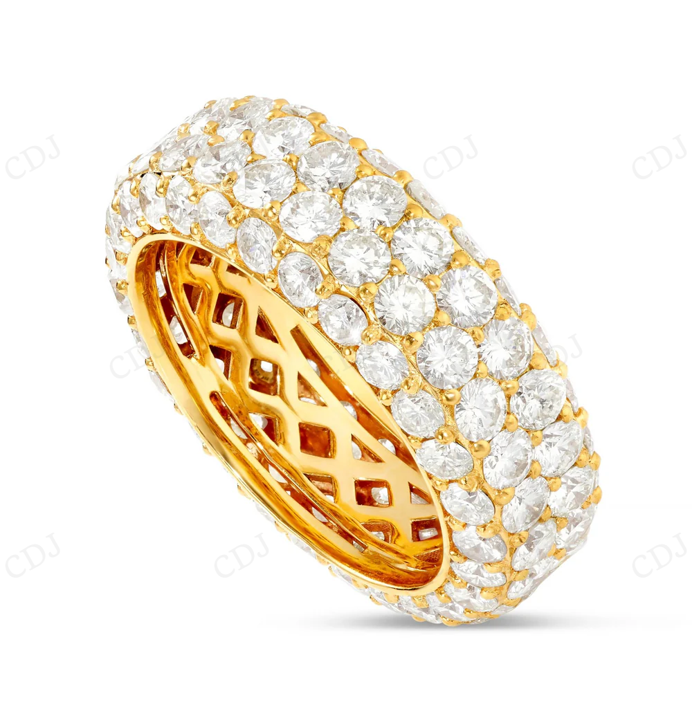 Sterling Silver Round Moissanite Four Row Diamond Eternity Ring Engagement Ring CustomDiamJewel