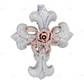 10K Rose White Gold Lab Grown Diamond Rose Cross Pendant Hip Hop Pendent CustomDiamJewel