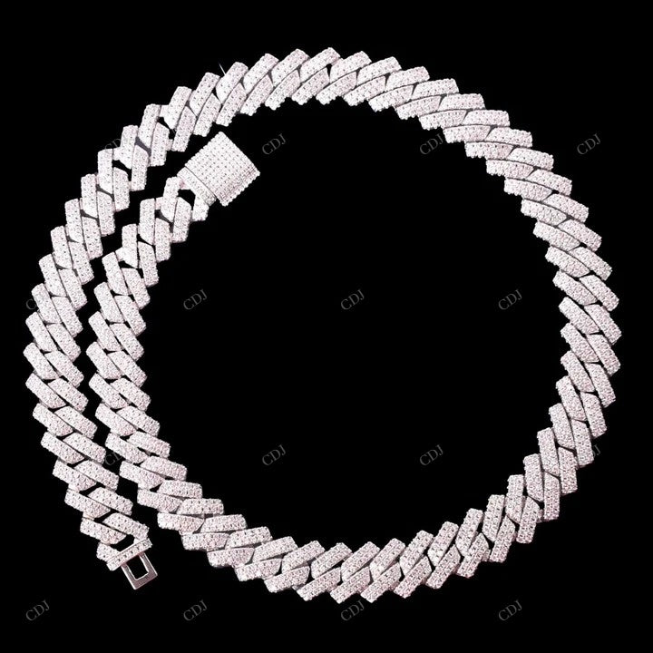18k White Gold Square Cuban Link Chain For Men CustomDiamJewel