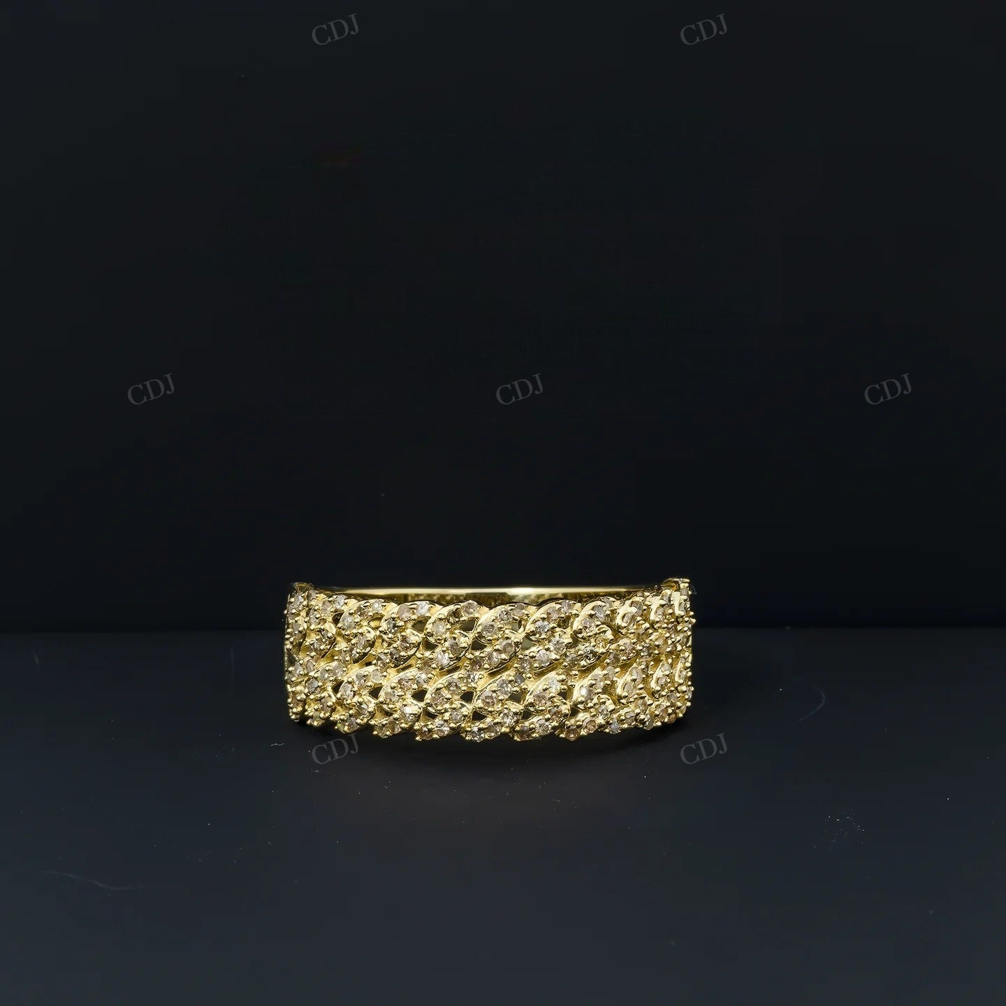 925 Silver Moissanite Cuban Link Round Ring Hip Hop Ring customdiamjewel