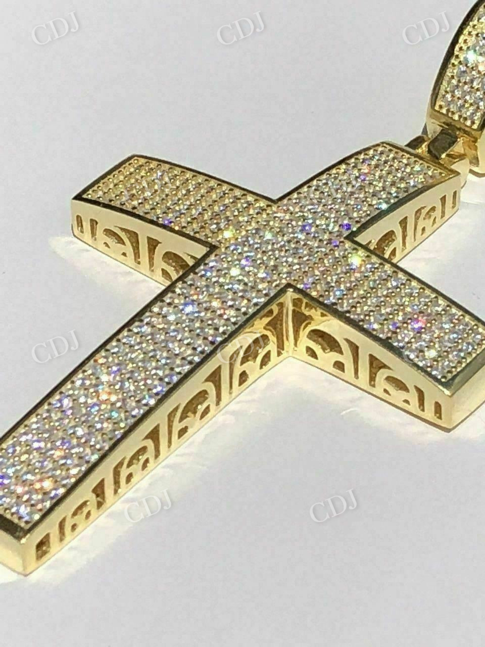 925 Sterling Silver Moissanite Cross Pendant  customdiamjewel   