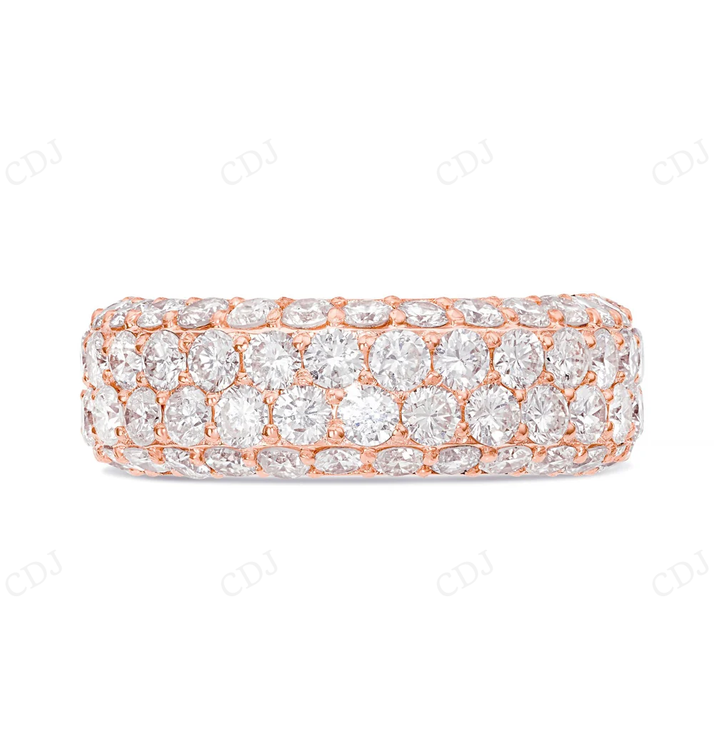 Sterling Silver Round Moissanite Four Row Diamond Eternity Ring Engagement Ring CustomDiamJewel