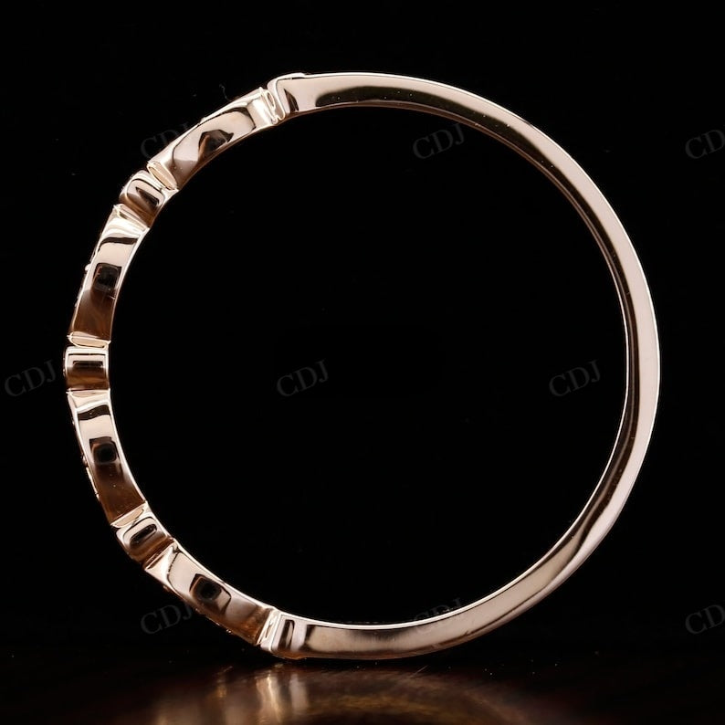 1.3 mm Natural Diamond White Gold Art Deco Wedding Band  customdiamjewel   
