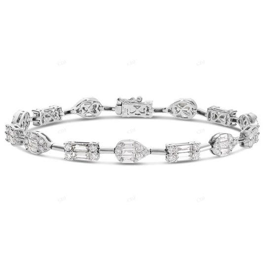 Pear And Baguette Moissanite Unique tennis Bracelet For Women CustomDiamJewel