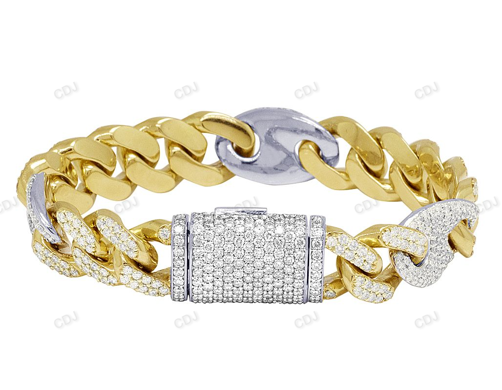 Iced Out 925 Sterling Silver Mariner Style Mens Bracelet