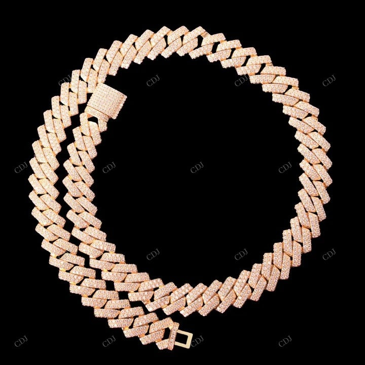 18k White Gold Square Cuban Link Chain For Men CustomDiamJewel