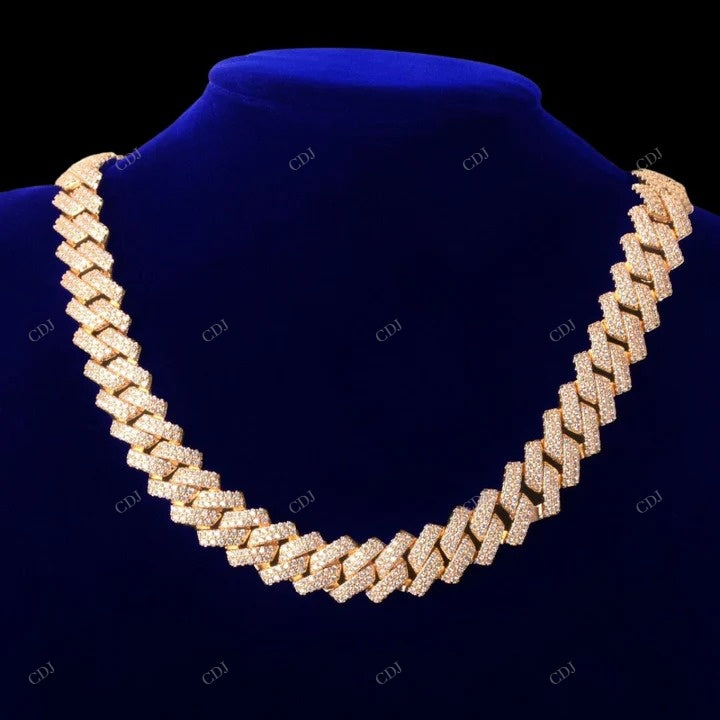 18k White Gold Square Cuban Link Chain For Men CustomDiamJewel