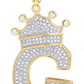 1.8" 10K Yellow Gold Natural Diamond Crown "G" Pendant CustomDiamJewel