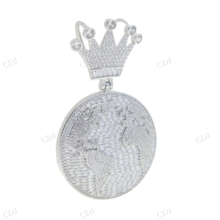 Two Tone Moissanite Diamond Map Pendant hip hop jewelry CustomDiamJewel