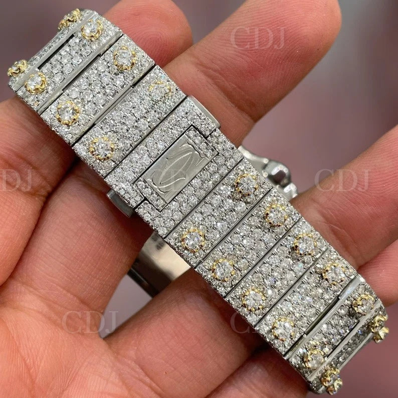 41mm VVS Moissanite Two Tone Cartier Santos Watch customdiamjewel