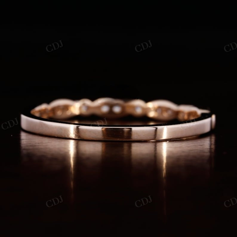 1.3 mm Natural Diamond White Gold Art Deco Wedding Band  customdiamjewel   