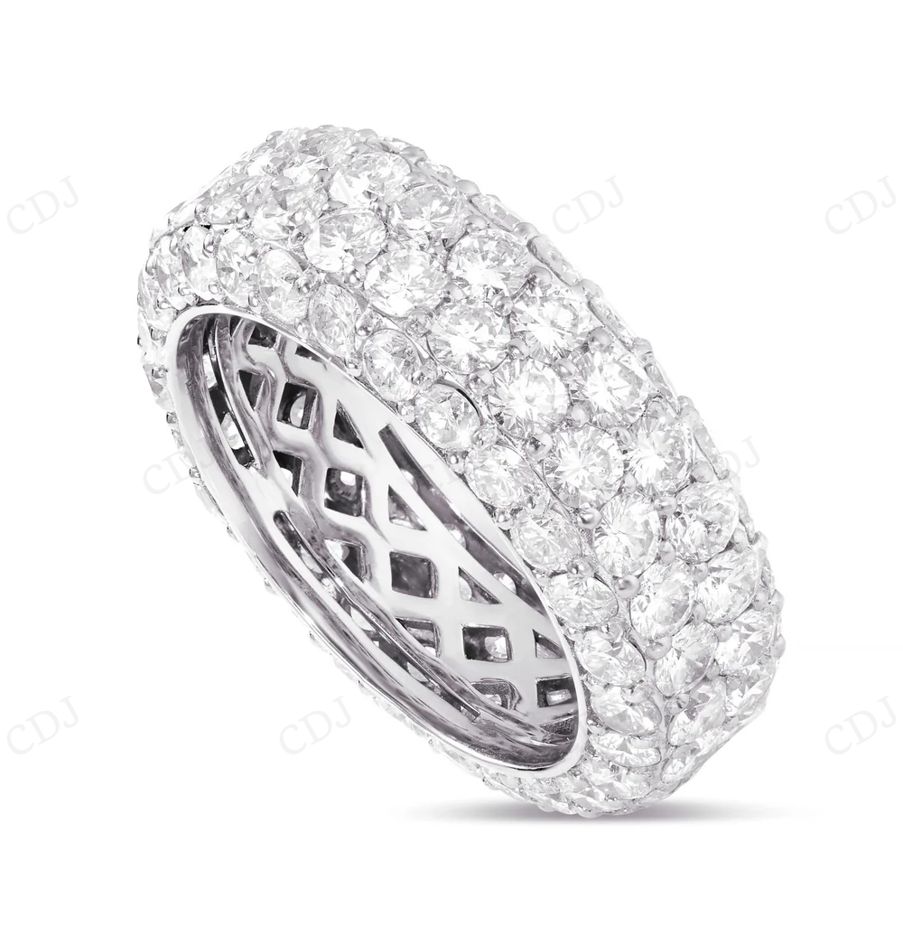 Sterling Silver Round Moissanite Four Row Diamond Eternity Ring Engagement Ring CustomDiamJewel