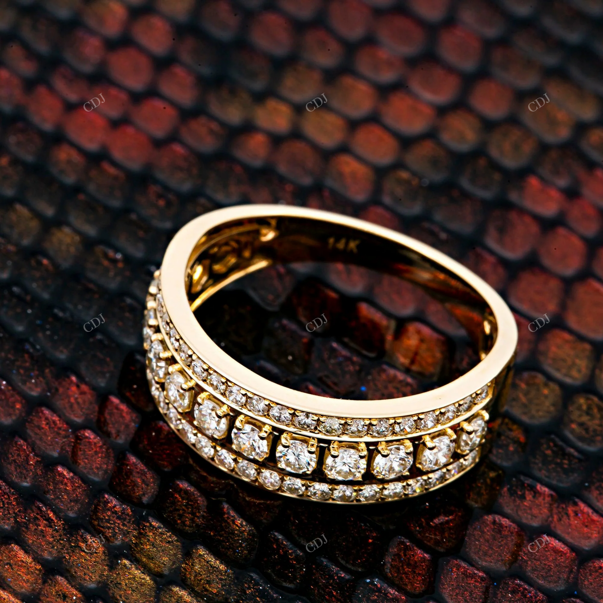 Yellow Gold Moissanite Luxury Wedding Band hip hop jewelry customdiamjewel