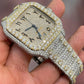 41mm VVS Moissanite Two Tone Cartier Santos Watch customdiamjewel