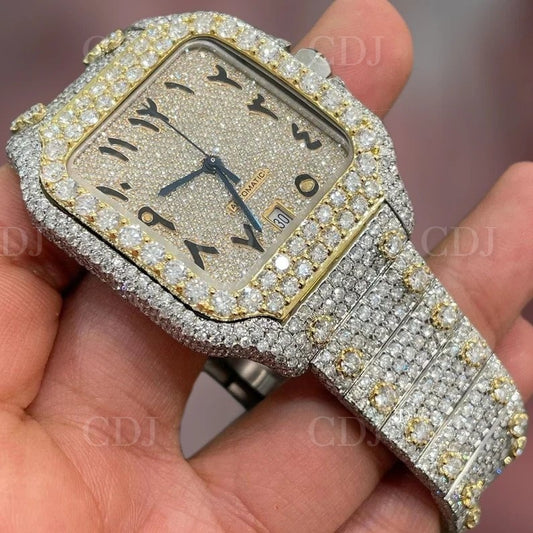 Cartier Fully Bust Down Diamond Automatic Watch With Arabic Dial customdiamjewel