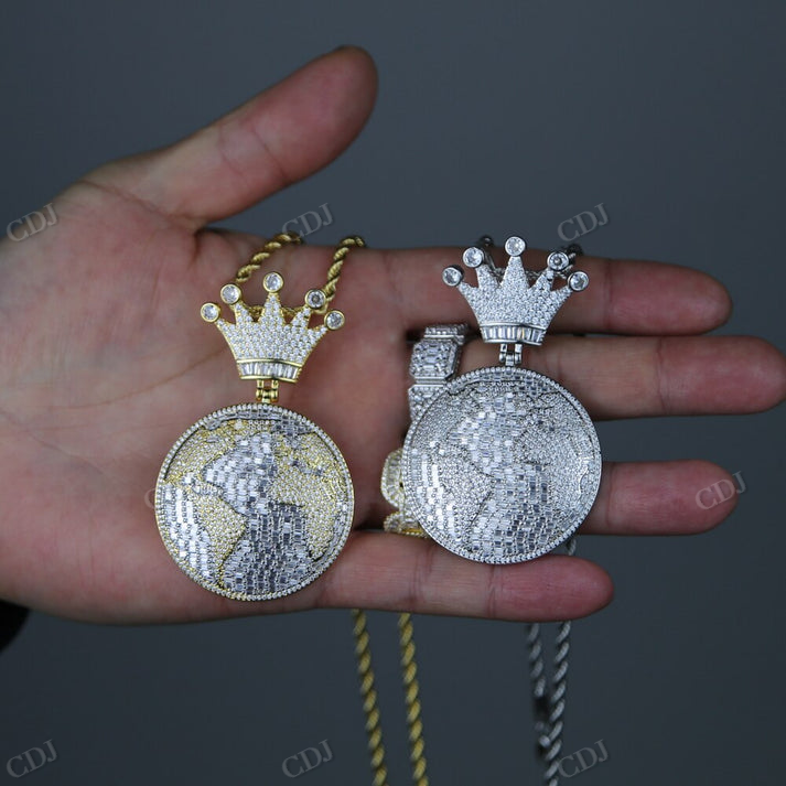 Two Tone Moissanite Diamond Map Pendant hip hop jewelry CustomDiamJewel