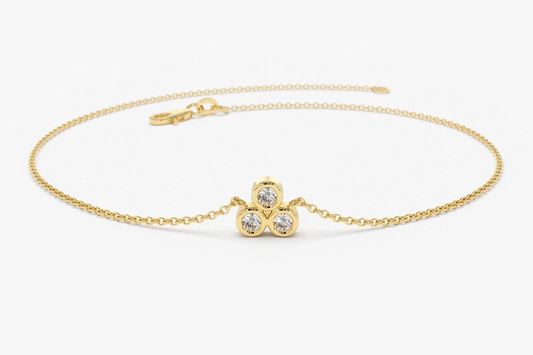 0.10CTW Moissanite Dainty Diamond Bracelet  customdiamjewel Sterling Silver Yellow Gold VVS-EF