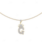 1.8" 10K Yellow Gold Natural Diamond Crown "G" Pendant CustomDiamJewel