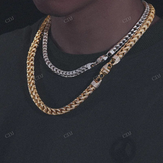 925 Silver Moissanite Franco Link Hip Hop Chain hip hop jewelry CustomDiamJewel