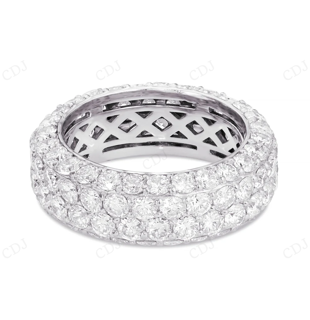 Sterling Silver Round Moissanite Four Row Diamond Eternity Ring Engagement Ring CustomDiamJewel