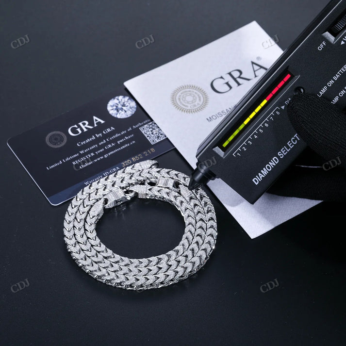 925 Silver Moissanite Franco Link Hip Hop Chain hip hop jewelry CustomDiamJewel