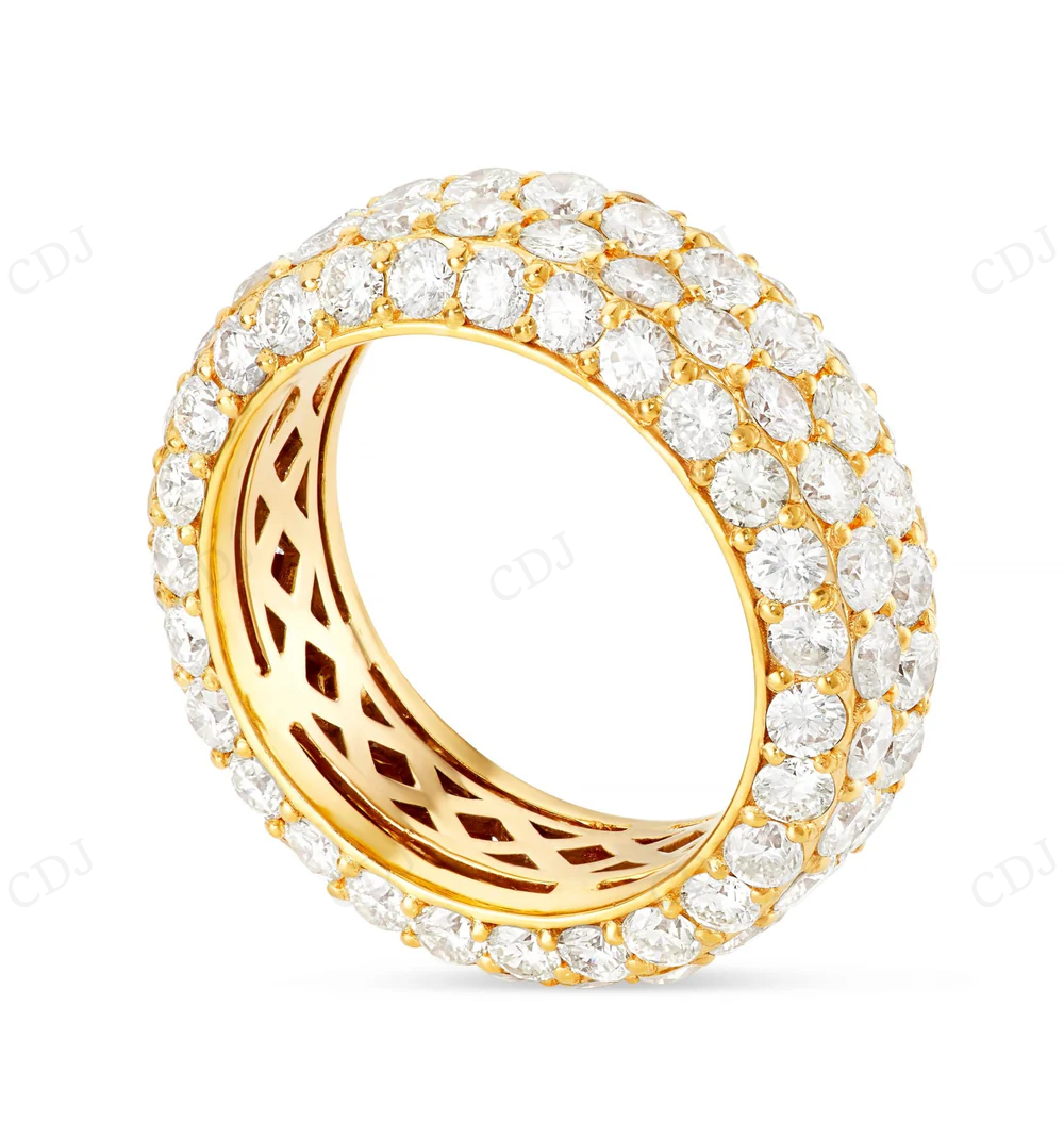 Sterling Silver Round Moissanite Four Row Diamond Eternity Ring Engagement Ring CustomDiamJewel