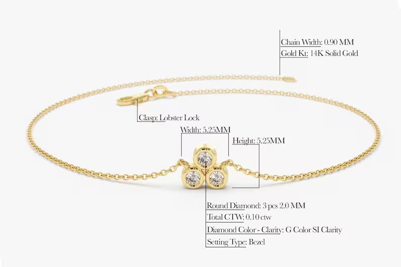 0.10CTW Moissanite Dainty Diamond Bracelet  customdiamjewel   