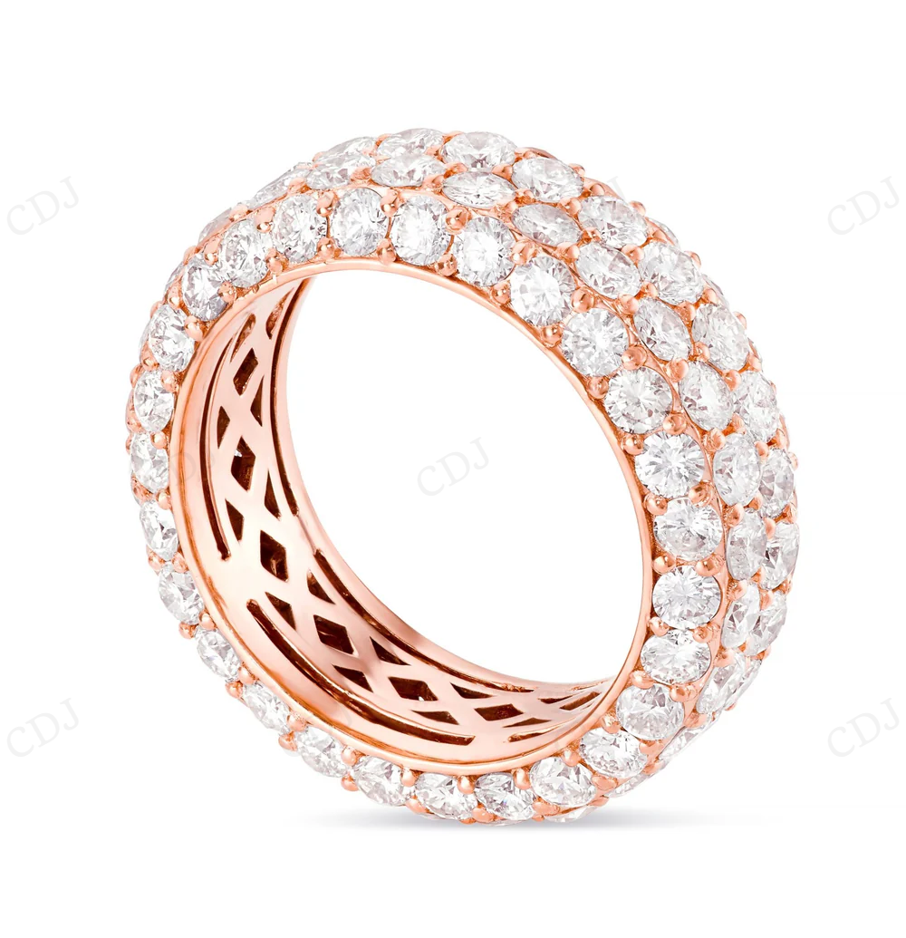 Sterling Silver Round Moissanite Four Row Diamond Eternity Ring Engagement Ring CustomDiamJewel