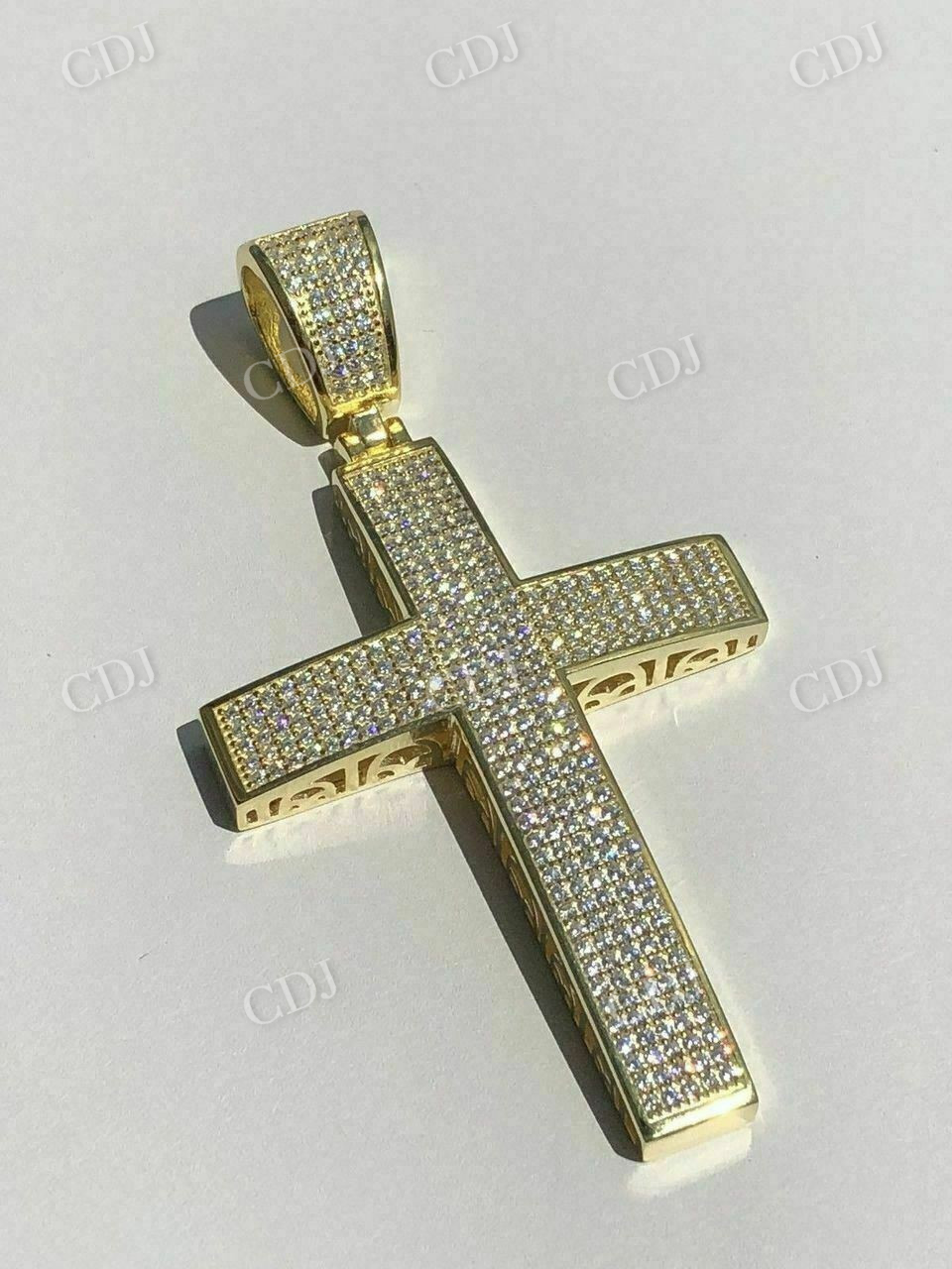 925 Sterling Silver Moissanite Cross Pendant  customdiamjewel   