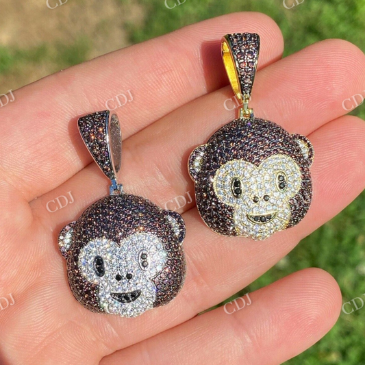 Monkey Face Emoji Iced Pendant  customdiamjewel   