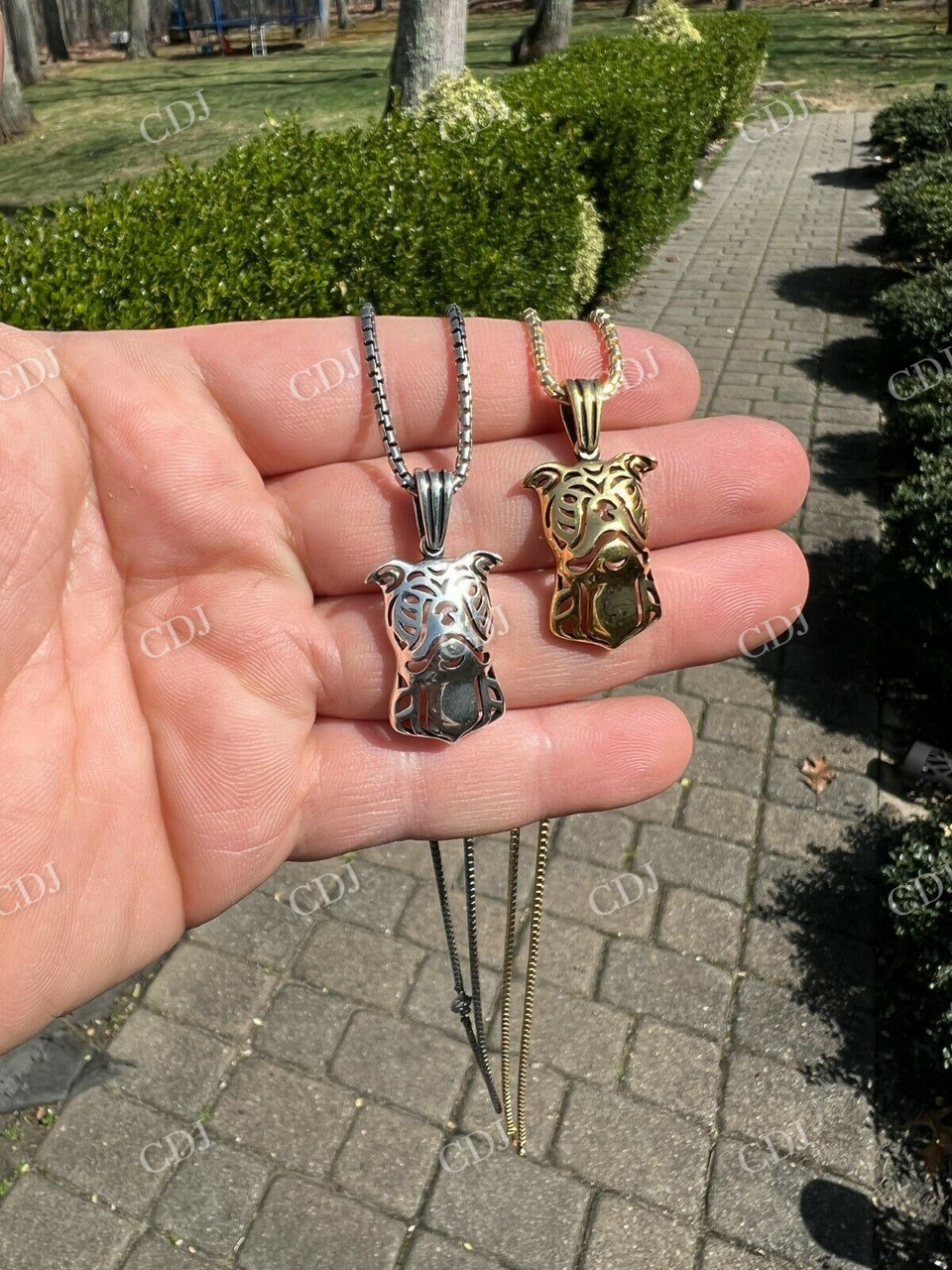 14k Gold Bull Terrier Dog Pendant  customdiamjewel   