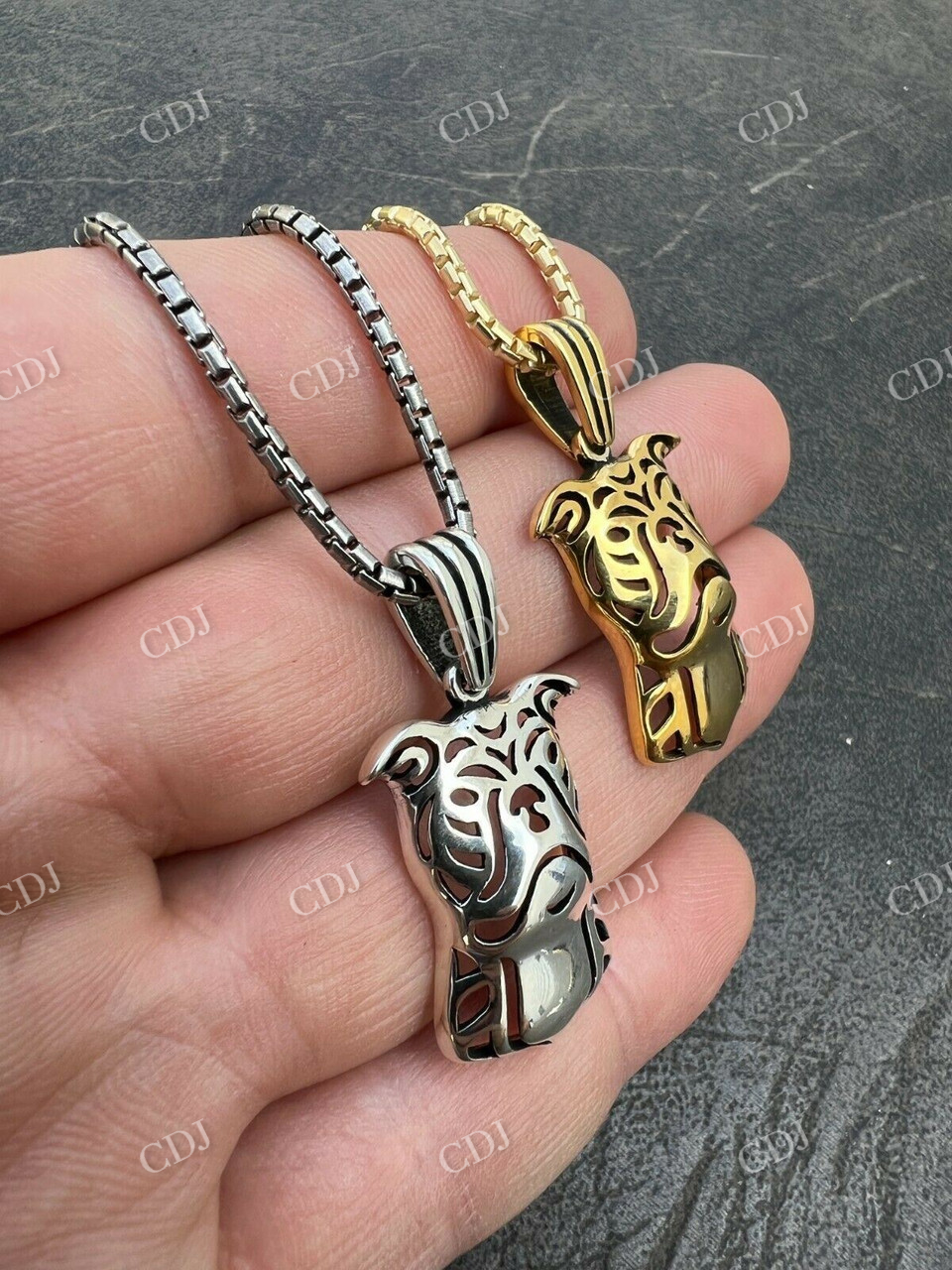 14k Gold Bull Terrier Dog Pendant  customdiamjewel   