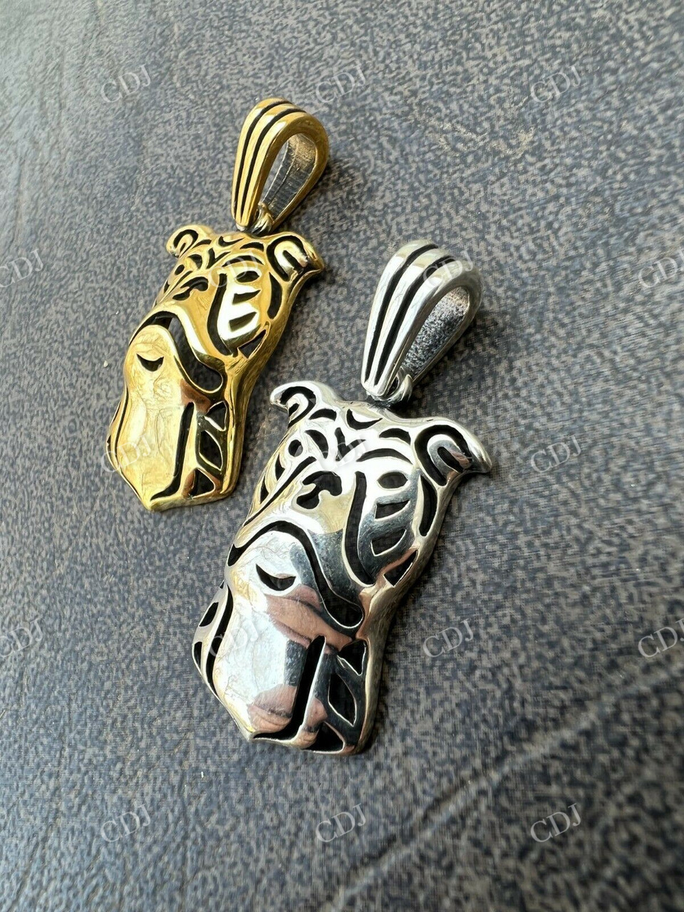 14k Gold Bull Terrier Dog Pendant  customdiamjewel   