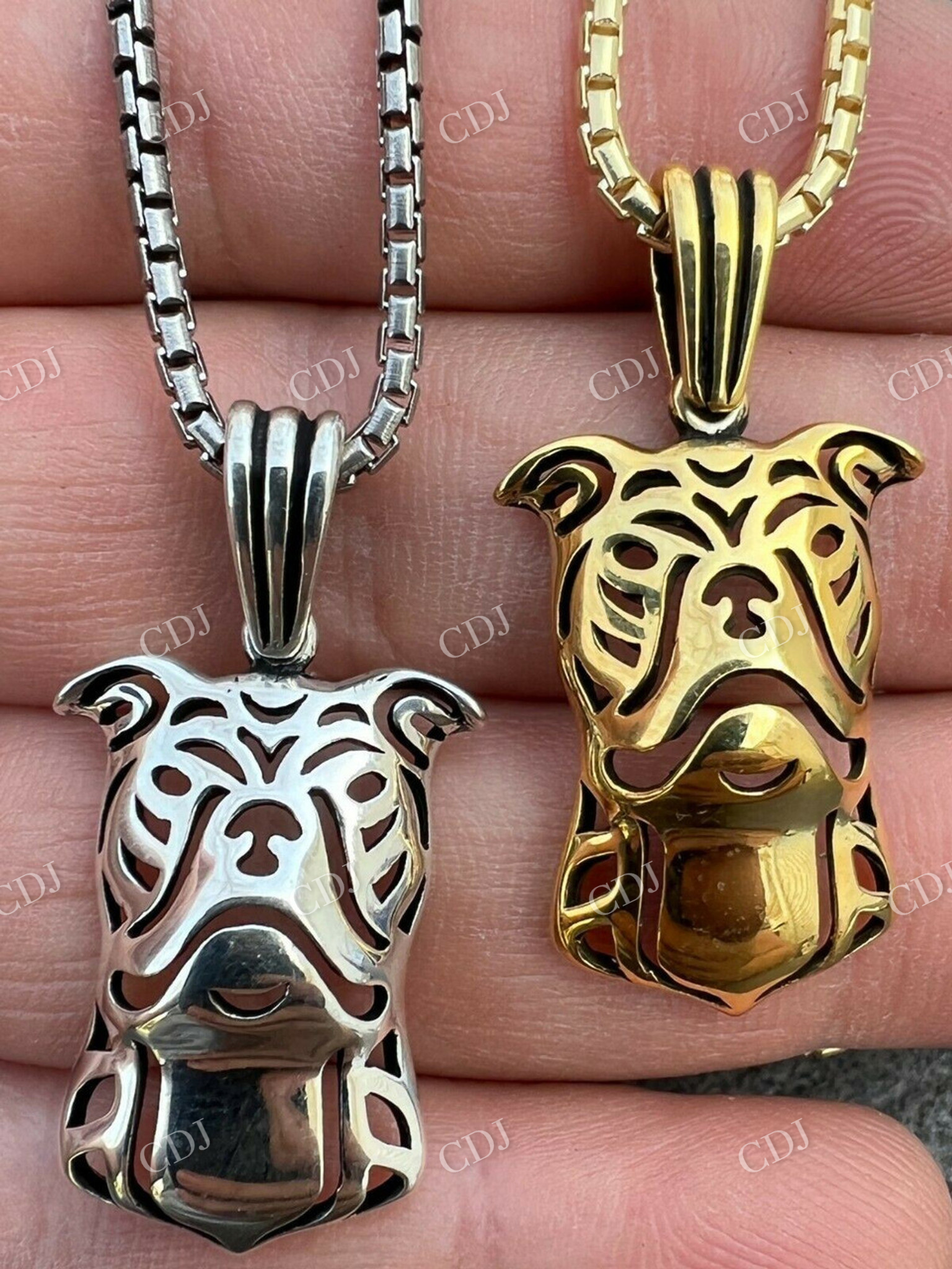 14k Gold Bull Terrier Dog Pendant  customdiamjewel   